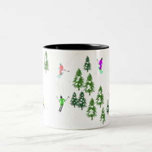 Caneca De Café Em Dois Tons Partido Freeride Alpino Skiers Skiing  