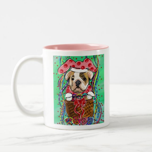 Caneca De Café Em Dois Tons Páscoa Bulldog (Esquerda)