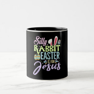 Caneca De Café Em Dois Tons Páscoa de coelho coelho Bobo, de cristãos