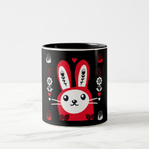 Caneca De Café Em Dois Tons Páscoa de coelho de chocolate