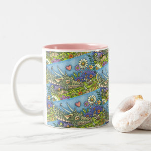 Caneca De Café Em Dois Tons Páscoa DRAGON EM BUNNY TRAIL Fantasy