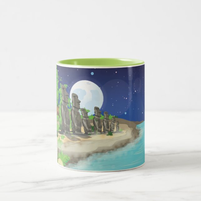 Caneca De Café Em Dois Tons Páscoa Island Moai (Centro)
