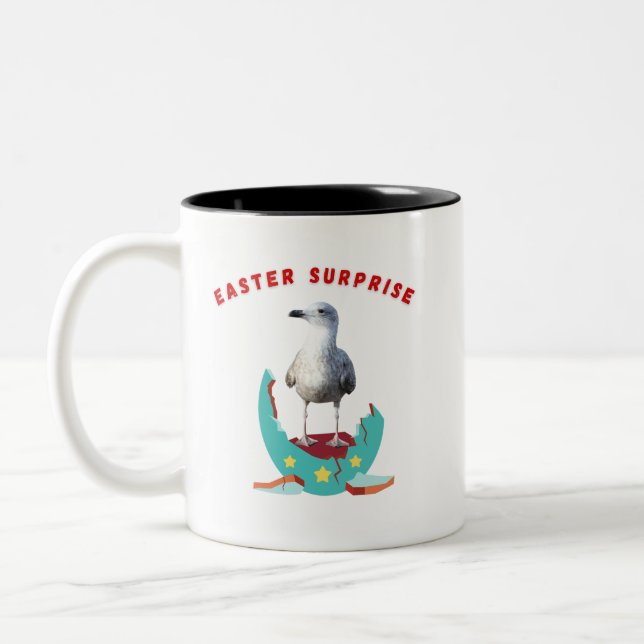 Caneca De Café Em Dois Tons Páscoa Surprise Seagull Mug (Esquerda)