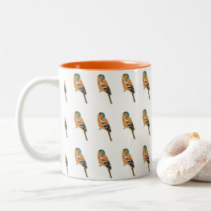 Caneca De Café Em Dois Tons Pássaro Art Chaffinch Patterno