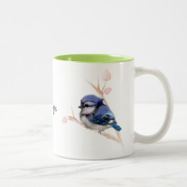 Caneca De Café Em Dois Tons Pássaro azul-bebê personalizado