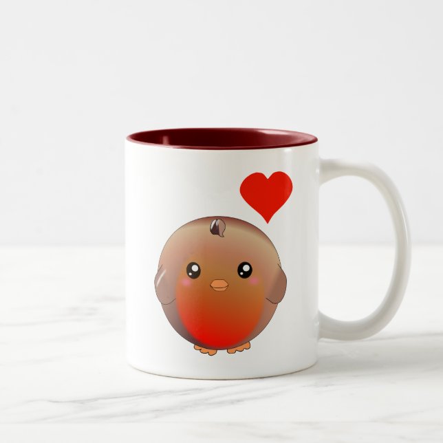 Caneca De Café Em Dois Tons Pássaro bonito do pisco de peito vermelho (Direita)