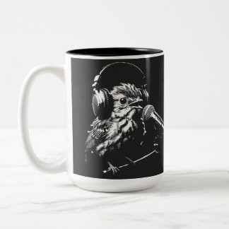 Caneca De Café Em Dois Tons Pássaro Cantando