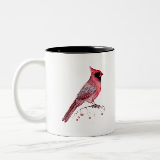 Caneca De Café Em Dois Tons Pássaro Cardinal Vermelho (Esquerda)