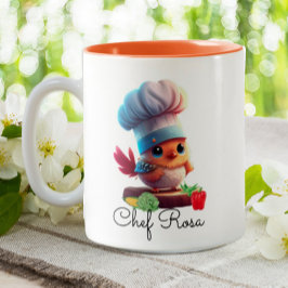 Caneca De Café Em Dois Tons Pássaro de Chef Personalizado