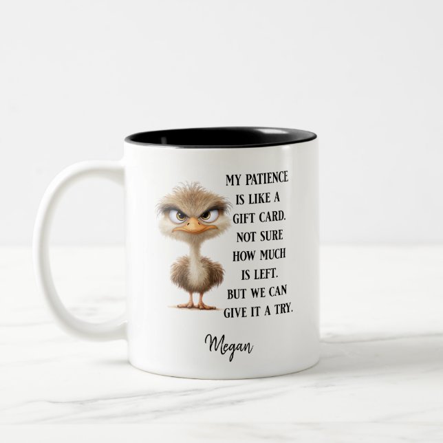 Caneca De Café Em Dois Tons Pássaro Engraçado Humor Sarcástico Presente Grumpy (Esquerda)
