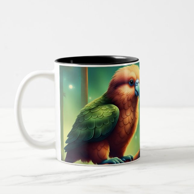 Caneca De Café Em Dois Tons Pássaro Kakapo (Esquerda)