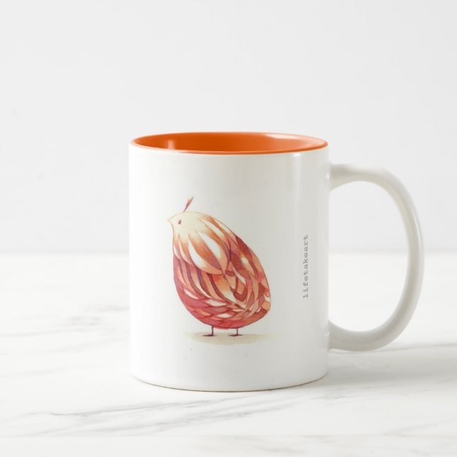 Caneca De Café Em Dois Tons Pássaro Laranja Redondo (Direita)