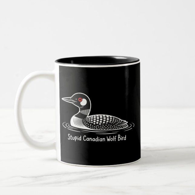 Caneca De Café Em Dois Tons Passaro Lobo Canadense Idiota Presente Engraçado d (Esquerda)