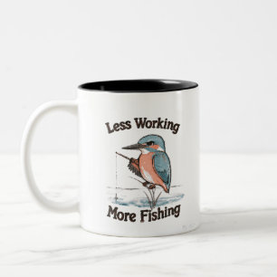 Caneca De Café Em Dois Tons Pássaro Martim-Pescador Engraçado Menos Trabalho M
