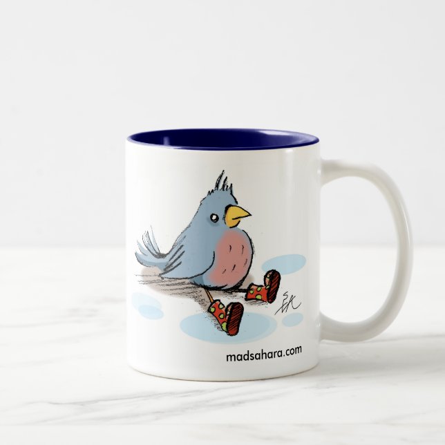 Caneca De Café Em Dois Tons Pássaro nas botas (Direita)