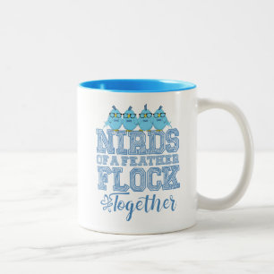 Caneca De Café Em Dois Tons Pássaro Nerd Divertido Nirds de uma Pena Reúnem-se