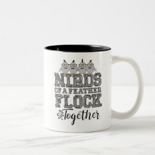 Caneca De Café Em Dois Tons Pássaro Nerd Pássaros Engraçados de uma Pena Se Re
