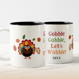 Caneca De Café Em Dois Tons Pássaro Peru Gobble Colorido Divertido Ação de Gra