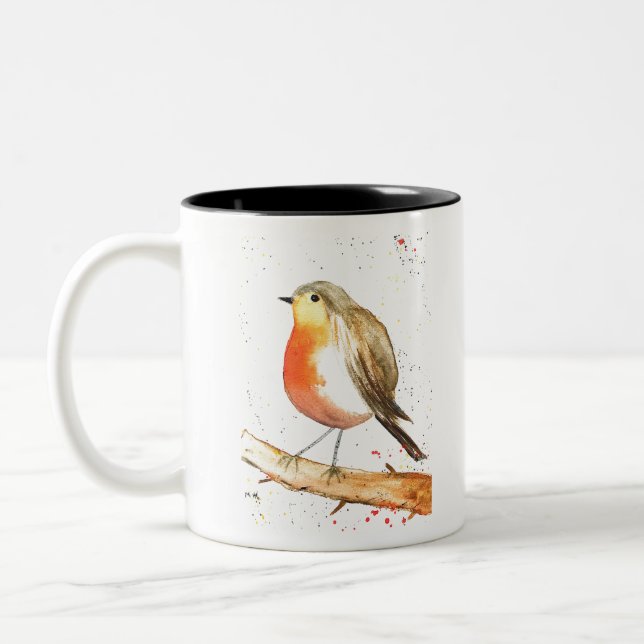 Caneca De Café Em Dois Tons pássaro Robin (Esquerda)