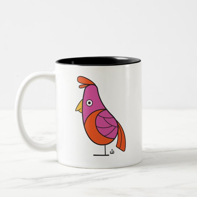 Caneca De Café Em Dois Tons Pássaro Rosa e Laranja (Esquerda)
