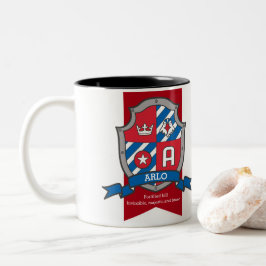 Caneca De Café Em Dois Tons Pássaro vermelho-bravo-da-índia Arlo crest nome az