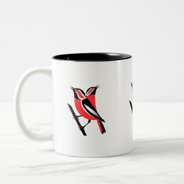 Caneca De Café Em Dois Tons Pássaros (Esquerda)
