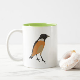 Caneca De Café Em Dois Tons Pássaros Coloridos