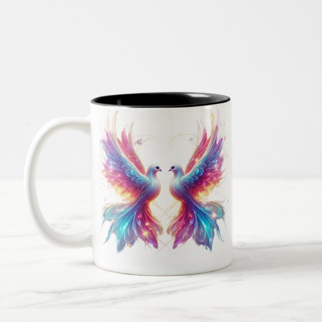 Caneca De Café Em Dois Tons Pássaros da Dove do Amor (Esquerda)