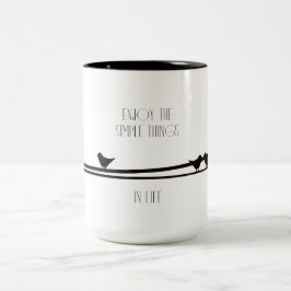 Caneca De Café Em Dois Tons Pássaros de Coisas Simples