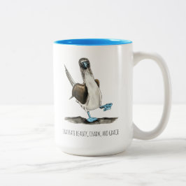 Caneca De Café Em Dois Tons Pássaros de pés azuis Afirmações com café de dois