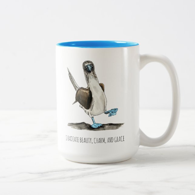 Caneca De Café Em Dois Tons Pássaros de pés azuis Afirmações com café de dois  (Direita)