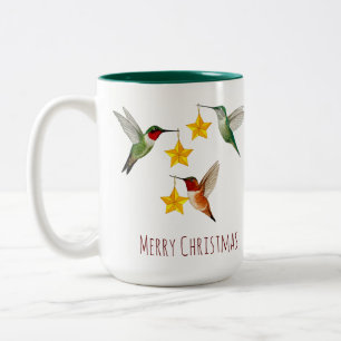 Caneca De Café Em Dois Tons Pássaros-humanos personalizados Feliz Natal
