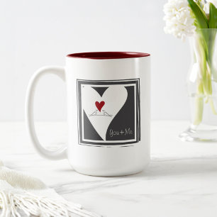 Caneca De Café Em Dois Tons Pássaros Personalizados Rústicos Modernos em Amor