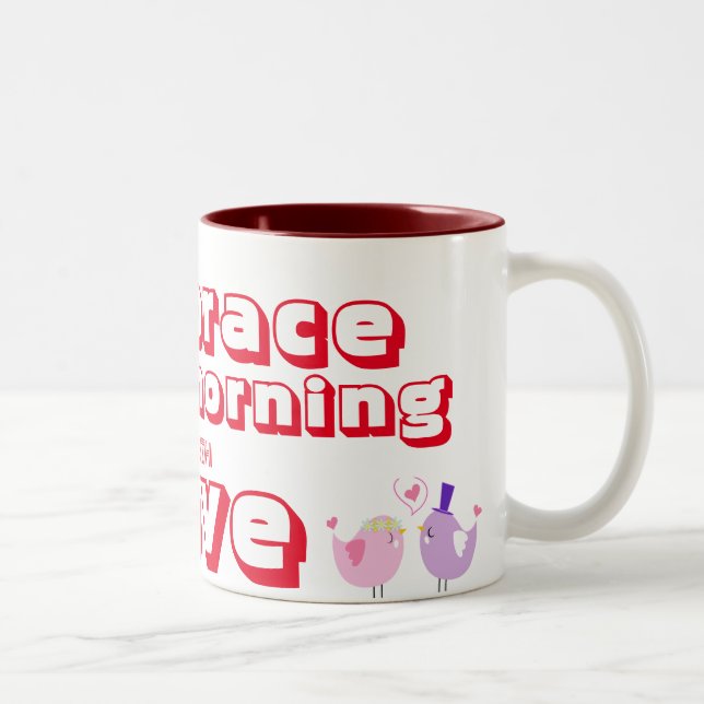 Caneca De Café Em Dois Tons Pássaros Que Atentam O Coração (Direita)