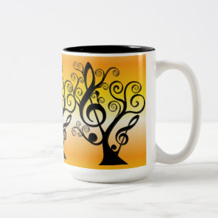 Caneca De Café Em Dois Tons Pasta de árvore limpa, preto e amarelo