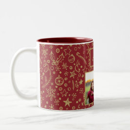 Caneca De Café Em Dois Tons Pasta de Natal de Foto da Família Personalizada El