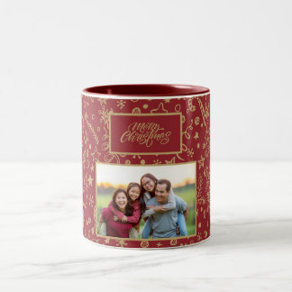 Caneca De Café Em Dois Tons Pasta de Natal de Foto da Família Personalizada El