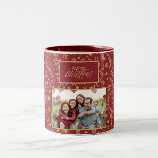 Caneca De Café Em Dois Tons Pasta de Natal de Foto da Família Personalizada El