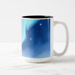 Caneca De Café Em Dois Tons Pastel Aurora Borealis Watercolor Art