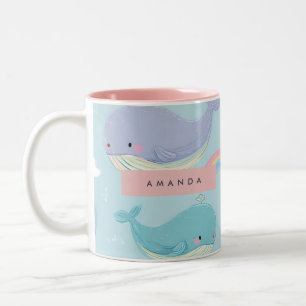 Caneca De Café Em Dois Tons Pastel-branco personalizado e padrão-arco-íris
