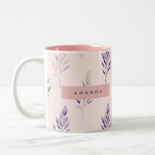 Caneca De Café Em Dois Tons Pastel Elegante de Lavanda Personalizado