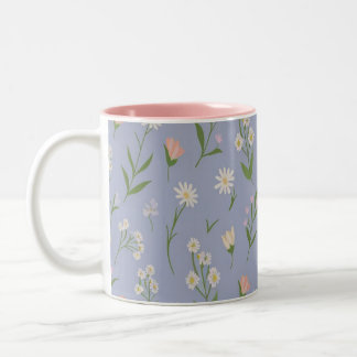 Caneca De Café Em Dois Tons Pastel Floral Mug - Delicar Blossomas na Lavanda
