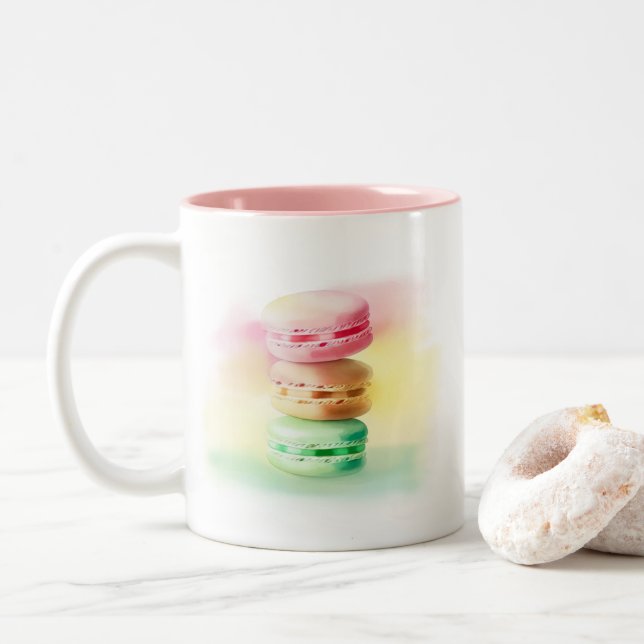 Caneca De Café Em Dois Tons Pastel Macaroon Triplet Stacks (Com Donut)