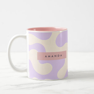 Caneca De Café Em Dois Tons Pastel Macio Personalizado Lavanda Abstrato Camufl
