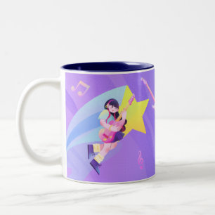 Caneca De Café Em Dois Tons Pastel Music-Themed Mug com Star & Bonitinha