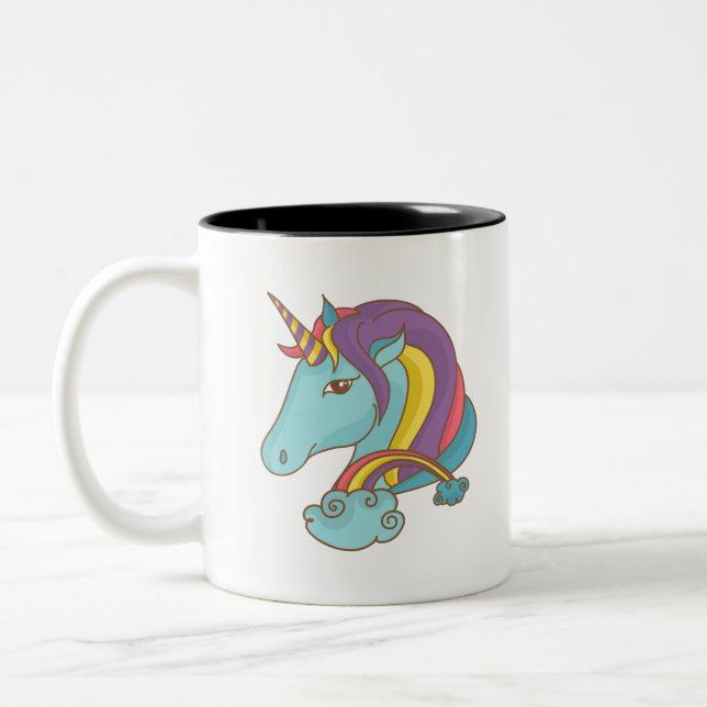 Caneca De Café Em Dois Tons Pastel Unicorn (Esquerda)