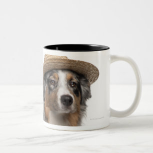 Caneca De Café Em Dois Tons Pastor australiano (10 meses velho) que veste a