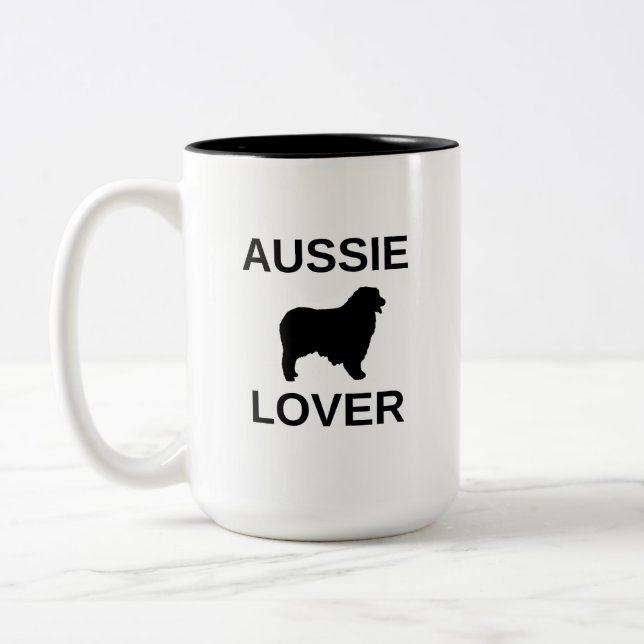 Caneca De Café Em Dois Tons pastor australiano aussie (Esquerda)