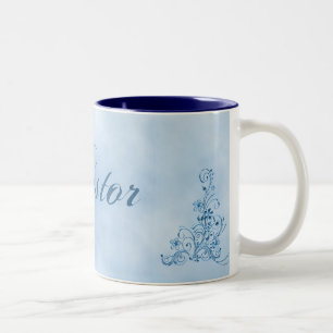 Caneca De Café Em Dois Tons Pastor Café Mug- Grande: Elegância Azul Céu