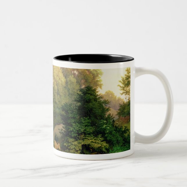Caneca De Café Em Dois Tons Pastor e Shepherdess em uma paisagem alemão (Direita)